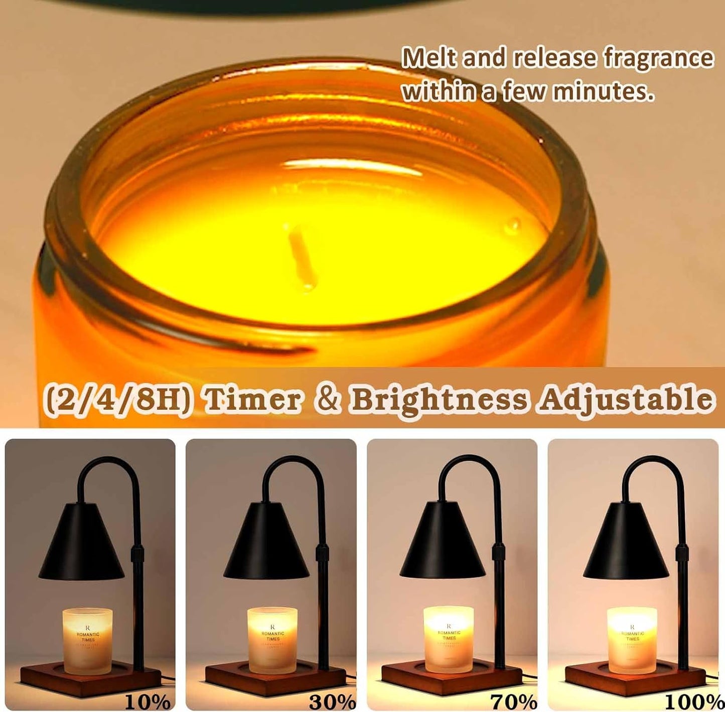 Modern Candle Warmer Lamp with Timer, Dimmable Candle Lamp Warmer, Men Women Birthday Gifts, Black Candle Warmer, Adjustable Candle Light Warmer, Cozy Living Room Bedroom Home Decor