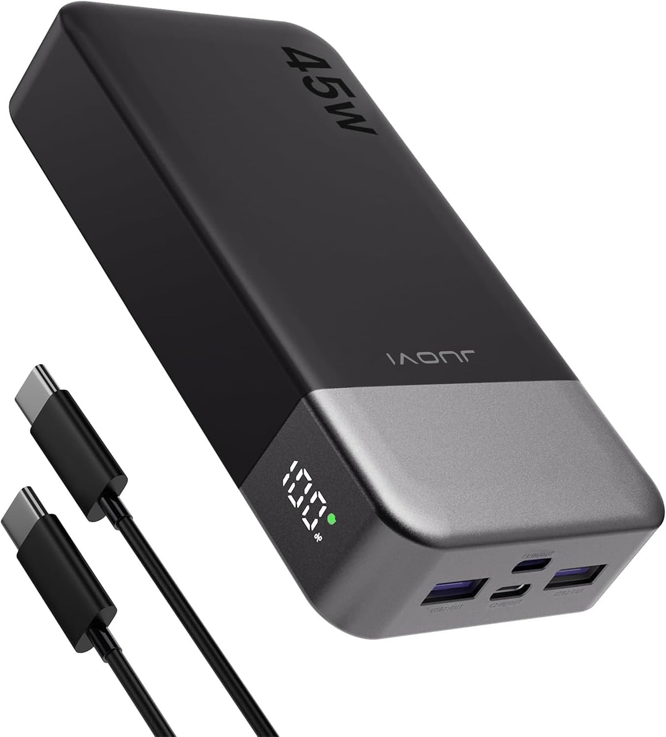 J2621 Power Bank Portable Charger 20000mAh 45W, PD3.0 QC 4.0 Fast Charging Battery Pack with LED Display,2 USB-C,2 USB-A for iPhone 15 16, MacBook