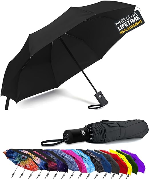 MRTLLOA 42/49 Inch Compact Windproof Travel Umbrella for Rain, Lightweight, Portable, Strong, Folding Umbrellas for Women and Men