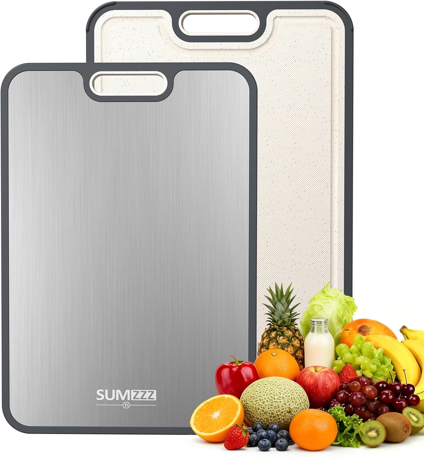Titanium Cutting Board for Kitchen, Cutting Board Double Sided Food Grade, Pure Titanium/PP, Easy to Clean Large Size 16”×11”
