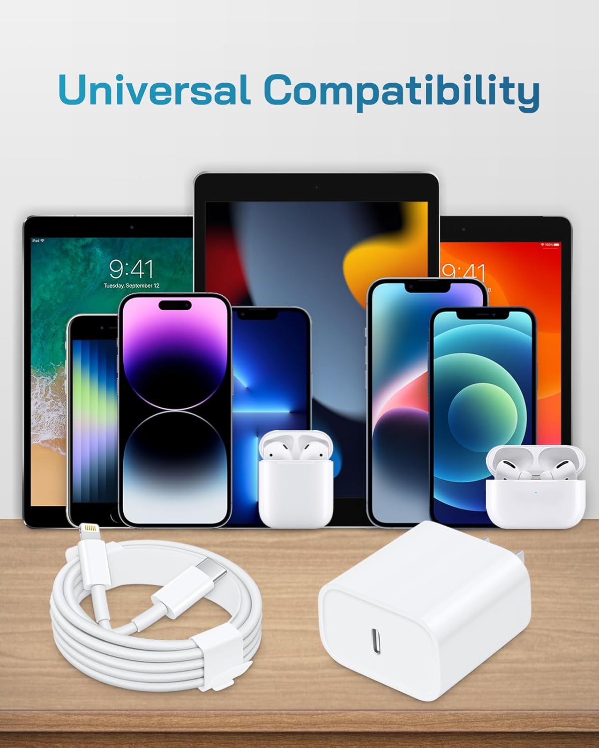 Fast Charger for iPhone [3-Pack, MFi Certified], 20W USB-C PD Block with 6Ft Charging Cable Compatible with iPhone 14/13/12/11/Pro Max & iPad