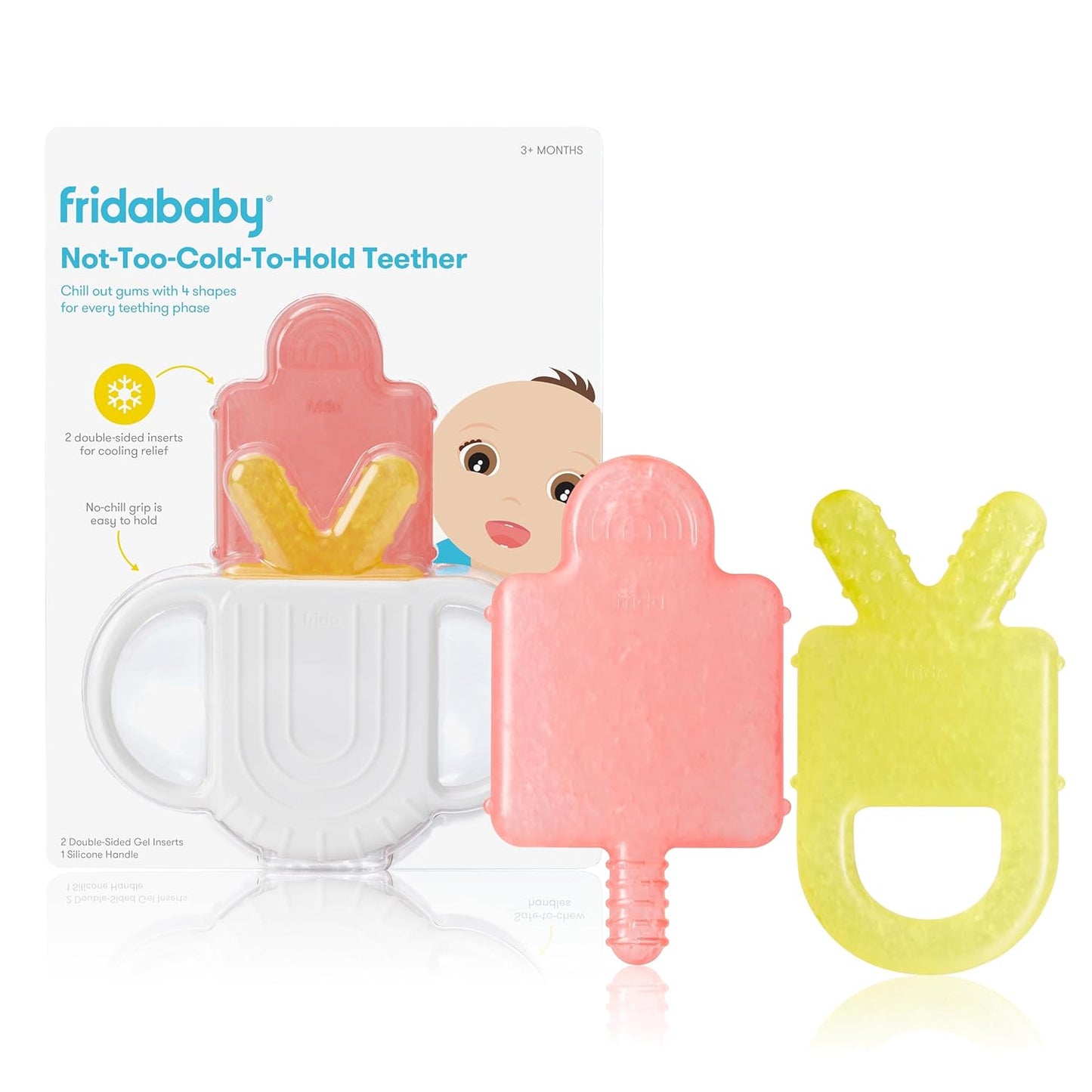 Frida Baby Silicone Teething Toys, 4-in-1 Teether for Babies & Infants, Teething Relief for 0-18 Months, Not-Too-Cold-to-Hold Baby Teether, BPA-Free