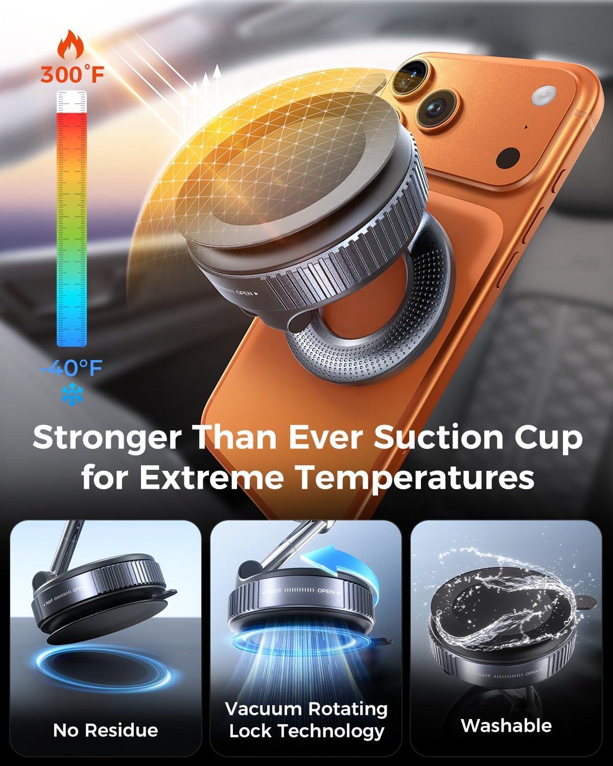MRGLAS 2026 Upgraded Phone Holders for Your Car, Magsafe Car Mount Ultra Magnetic, 360° Adjustable Vacuum Suction Car Phone Mount, Car Truck Accessories for Men Women for iPhone 17 Pro Max Car Dash