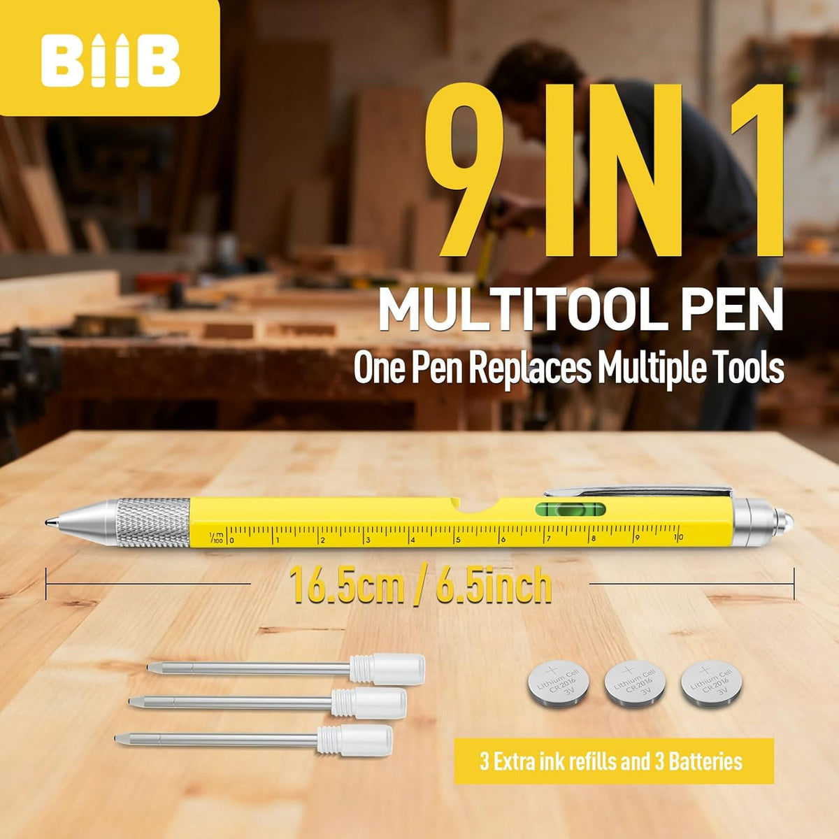 BIIB Stocking Stuffers for Men Adults, Gifts for Men 9 in 1 Multitool Pen, Mens Stocking Stuffers, Mens Gifts for Dad Him Husband, White Elephant Gifts for Adults, Cool Gadgets