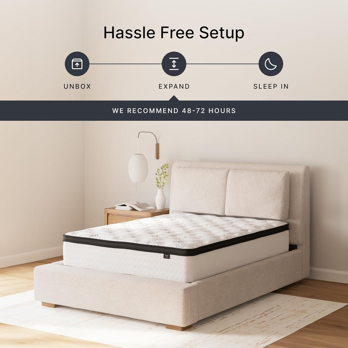 Signature Design by Ashley Chime Hybrid Queen 12" Mattress with Gel Memory Foam, Medium Firm, Pressure Relief, Fiberglass Free Mattress in a Box