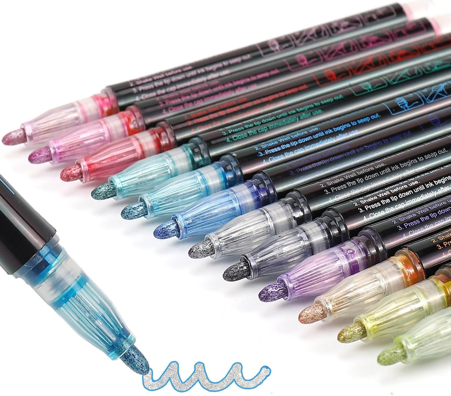 Glitter Markers Outline Pens Metallic,12 Christmas Gifts Stocking Stuffers Teen Girl Gifts Trendy Stuff,Cute Art Supplies Kids 6-8 9-12 10-12 Tween,Arts Crafts Kids Ages 8-12 Crafts Girls 8-12 Shimmer