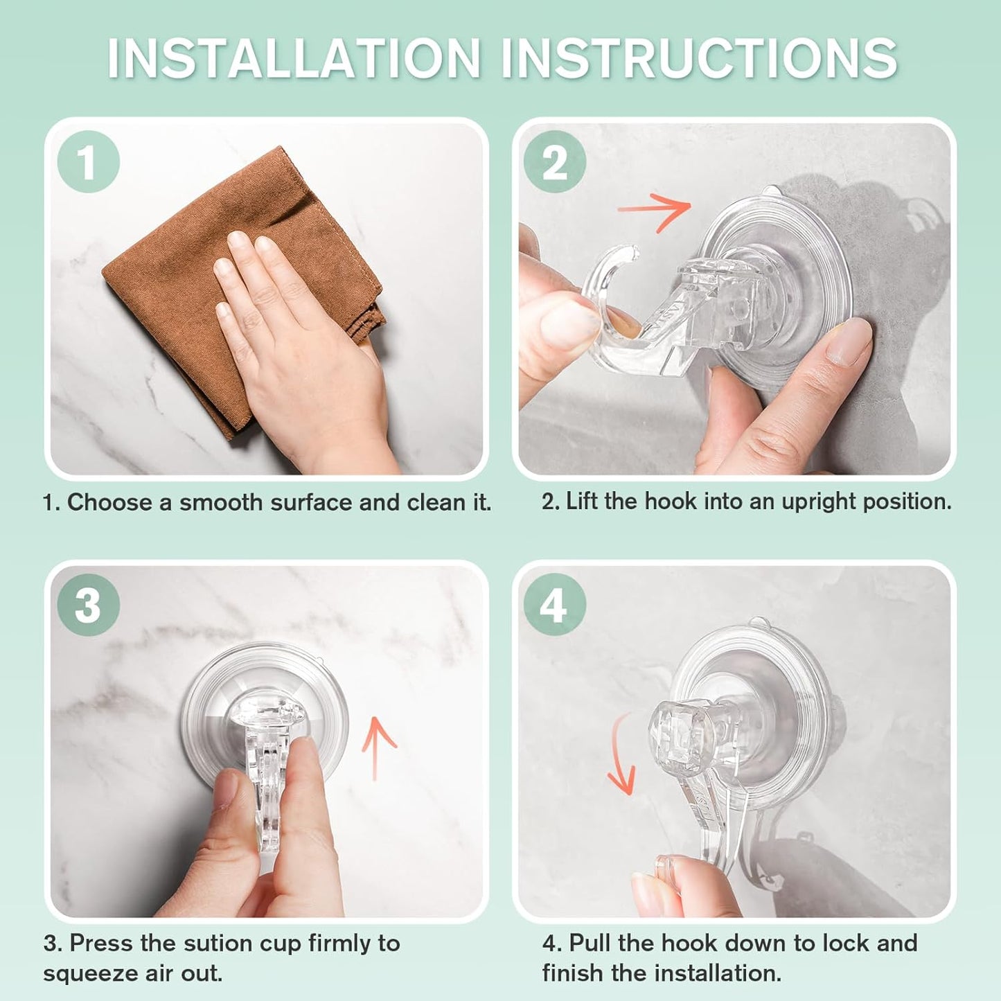 VIS'V Wreath Hanger, Large Suction Cup Wreath Hooks, Heavy Duty, 22 LB Capacity, Removable and Reusable, Clear, 2 Pcs