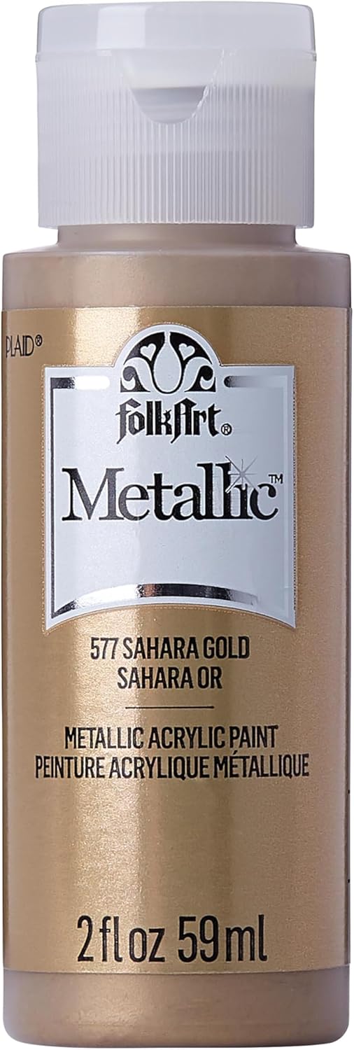 FolkArt Metallic Acrylic Paint in Assorted Colors (2 oz), 577, Sashara Gold