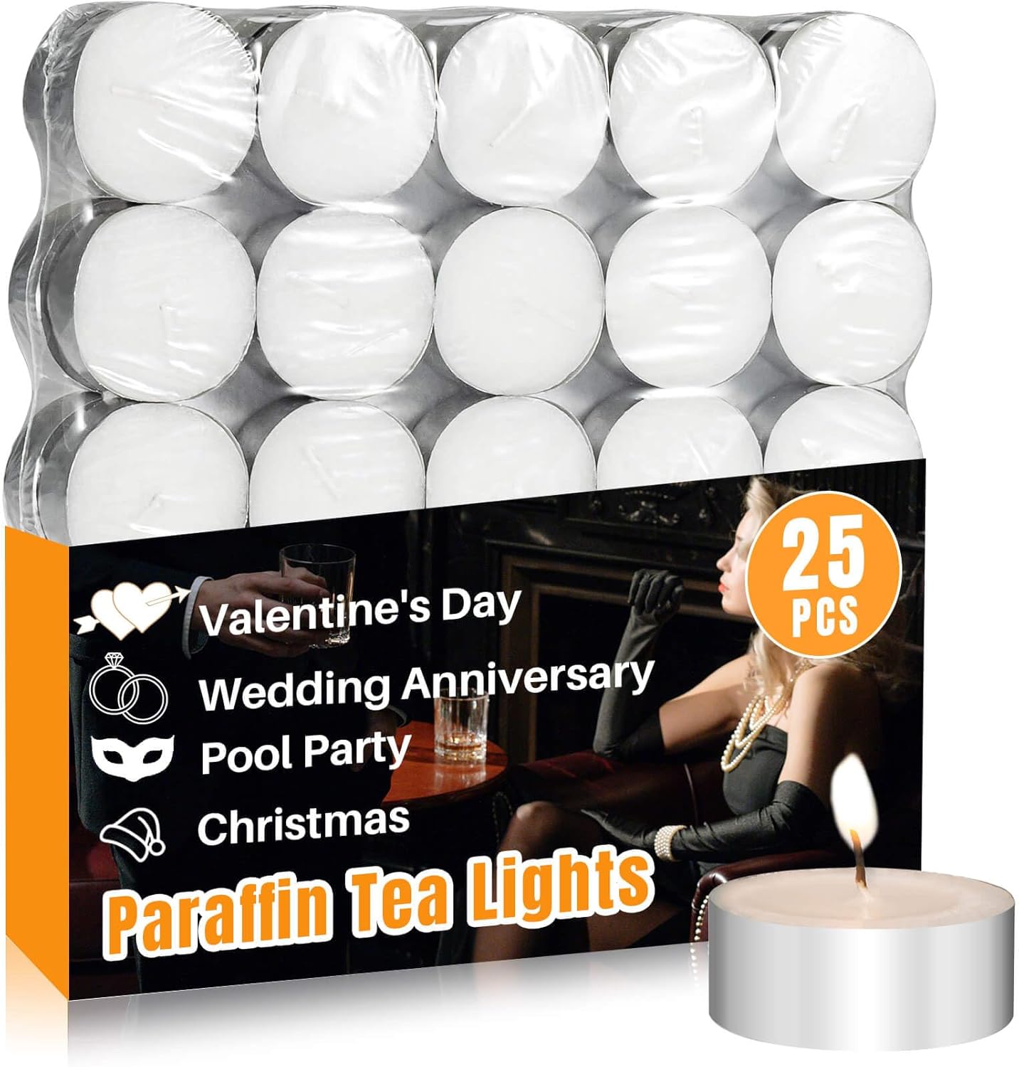 Tealight Candles - Tea Lights Candles Unscented Tea Tree Lights Mini Votive with Cotton Wick for Decorating Home, Pool, Shabbat, Wedding, Emergencies, Parties, Spas
