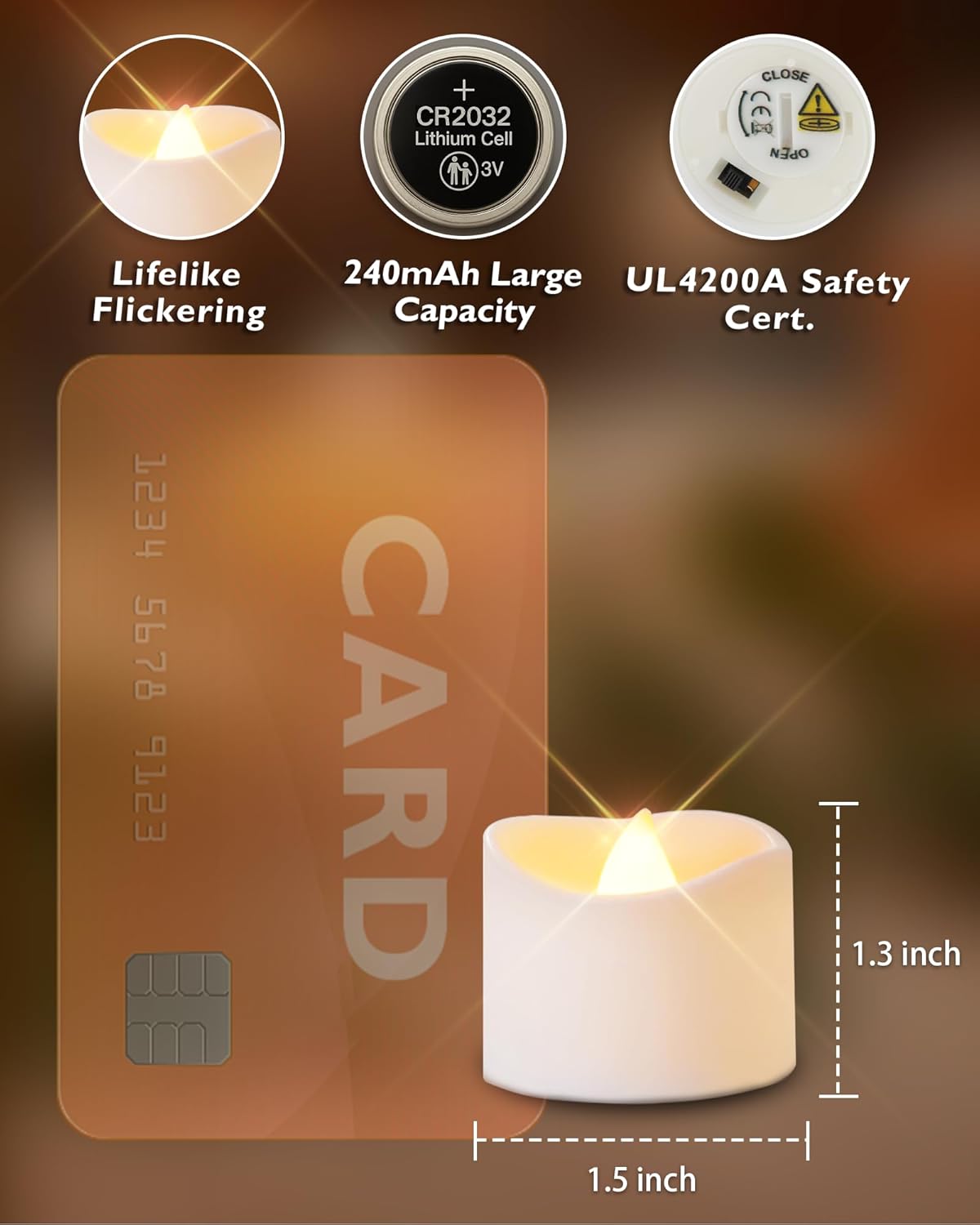 Homemory 12Pcs Flickering Flameless Candle Battery Operated, 200+Hours Fake Electric LED Tea Lights for Votive, Centerpiece Table Decorations, Wedding, Aniversary, Halloween,