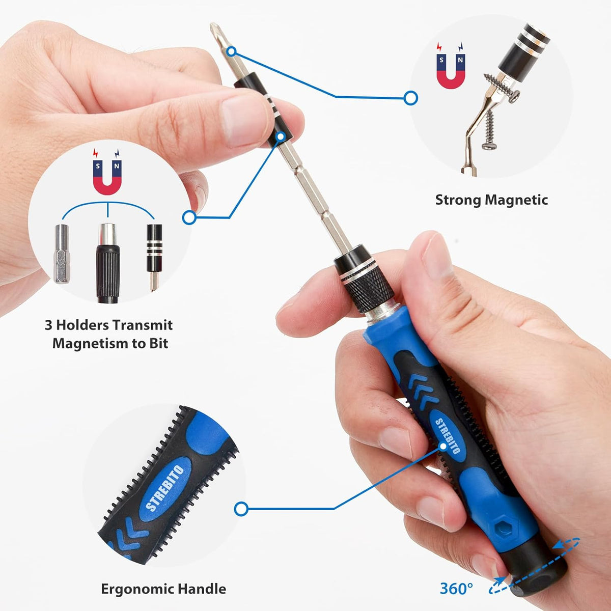 STREBITO Electronics Precision Screwdriver Sets 142-Piece with 120 Bits Magnetic Repair Tool Kit for iPhone, MacBook, Computer, Laptop, PC, Tablet, PS4, Xbox, Nintendo, Game Console