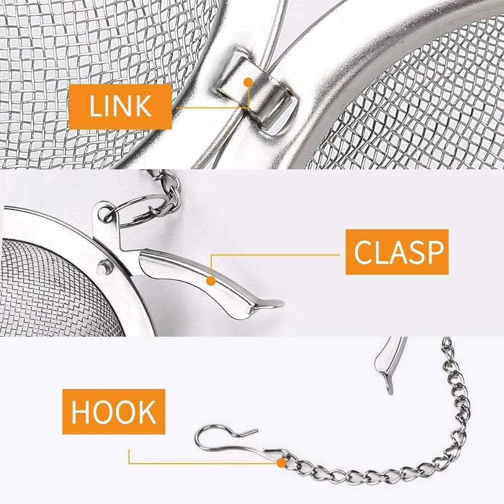 Fu Store 2pcs Stainless Steel Mesh Tea Ball 2.1 Inch Tea Strainers Teas Infuser Strainer Filters for Teas
