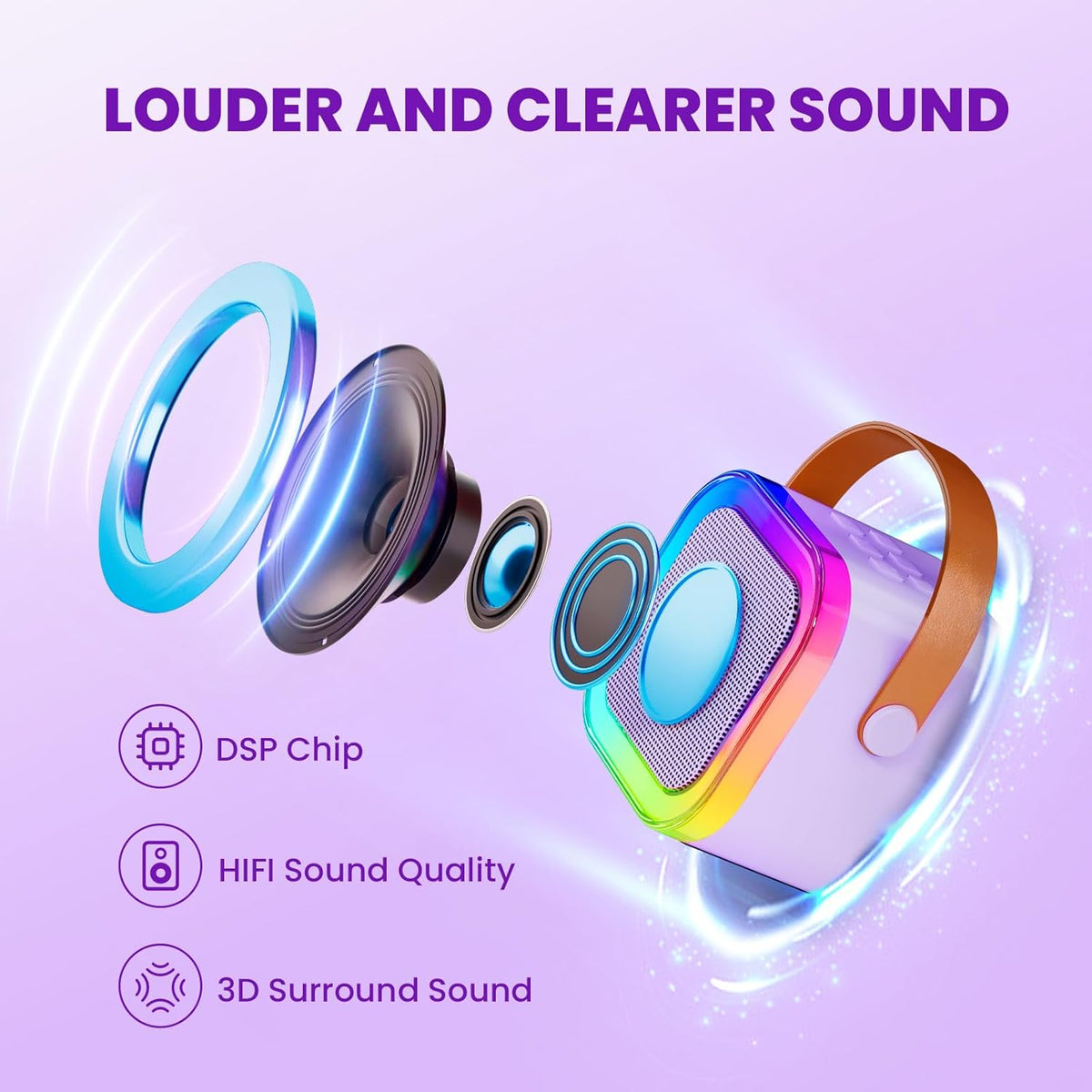 IROO Mini Karaoke Machine for Kids, 2026 TOP Toys Birthday Gifts Ideas for Girls Ages 4, 5, 6, 7, 8, 9, 10, 12+ Years Old, Portable MP3 Player with 2 Wireless Mics for Party