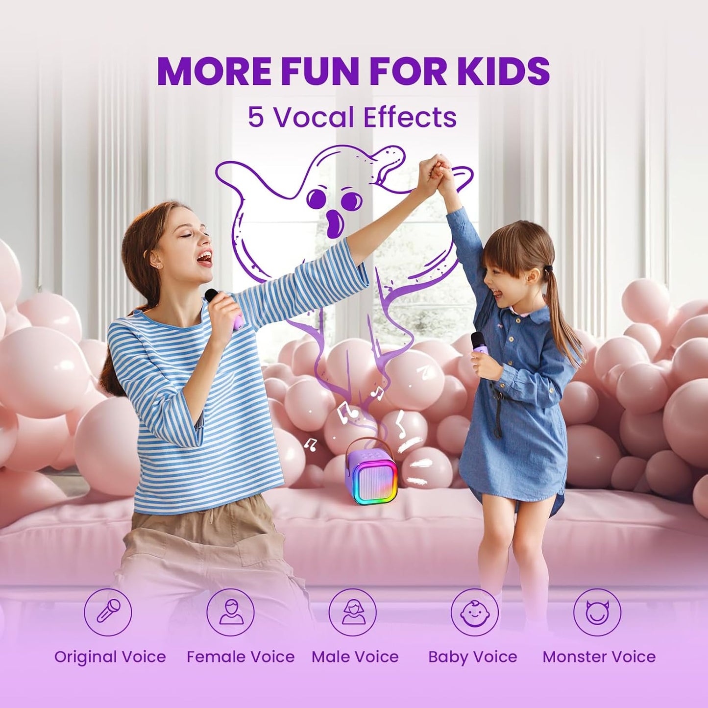 IROO Mini Karaoke Machine for Kids, 2026 TOP Toys Birthday Gifts Ideas for Girls Ages 4, 5, 6, 7, 8, 9, 10, 12+ Years Old, Portable MP3 Player with 2 Wireless Mics for Party
