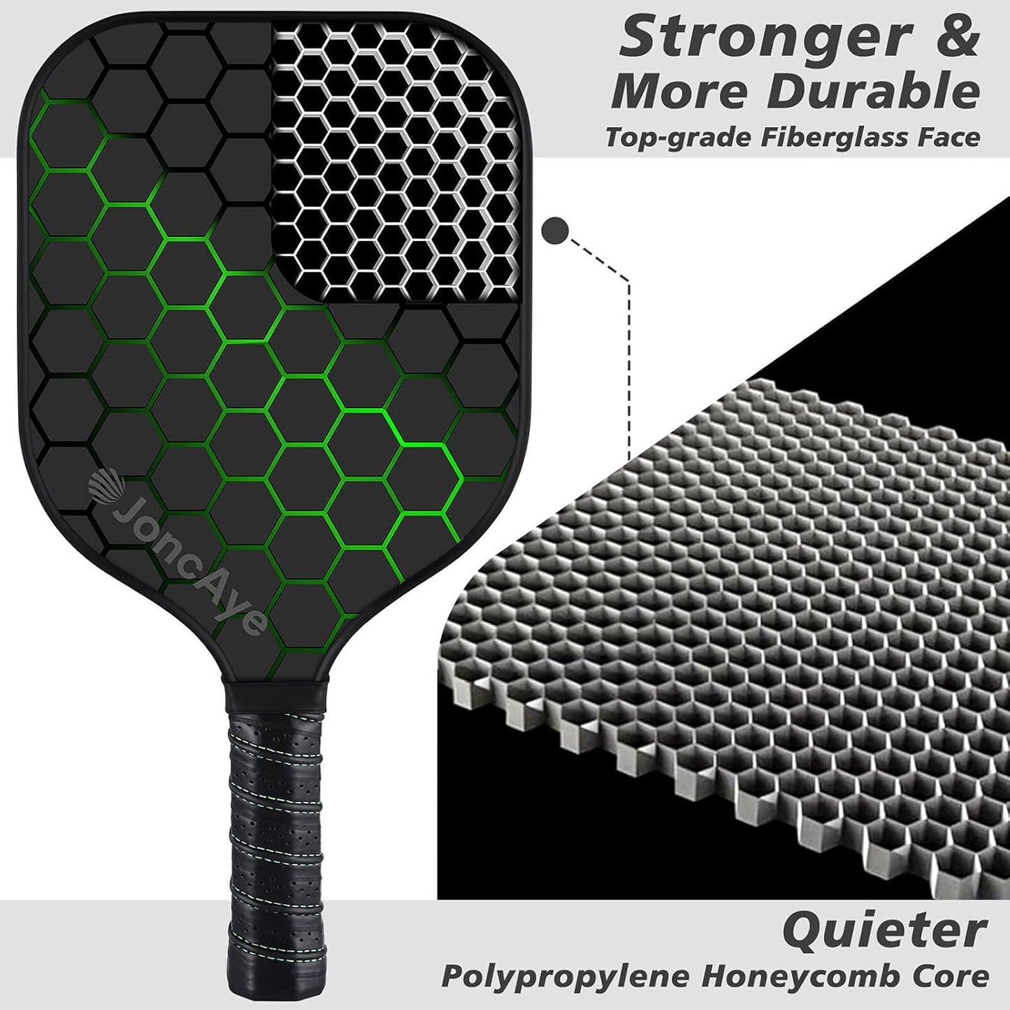 Pickleball-Paddles-Set of 4 or 2 Rackets by JoncAye, USAPA Approved Pickle-Ball Equipment with Balls, Bag, Accessories, Fiberglass Graphite Pickleball Racquet Set for Men, Women