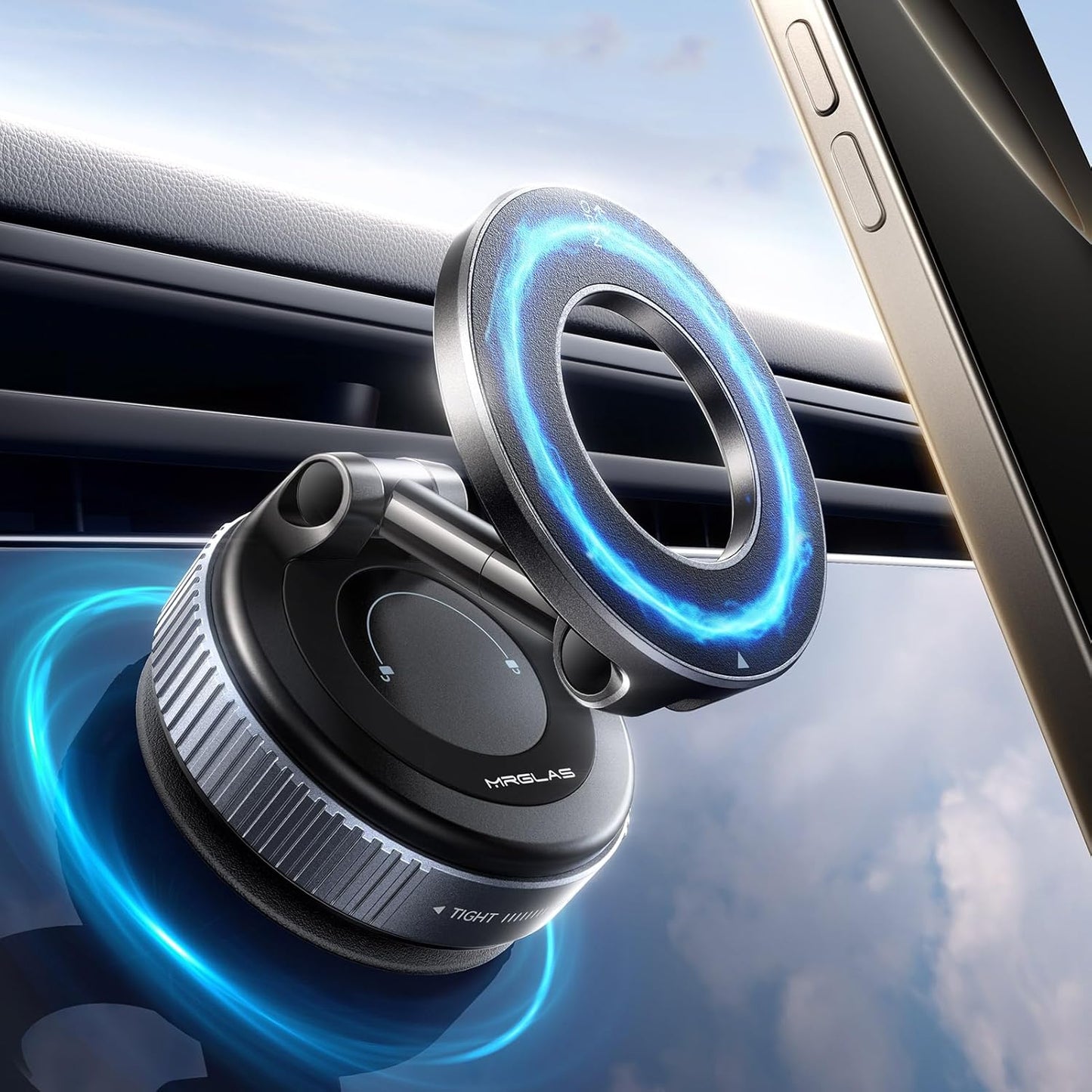 MRGLAS 2026 Upgraded Phone Holders for Your Car, Magsafe Car Mount Ultra Magnetic, 360° Adjustable Vacuum Suction Car Phone Mount, Car Truck Accessories for Men Women for iPhone 17 Pro Max Car Dash