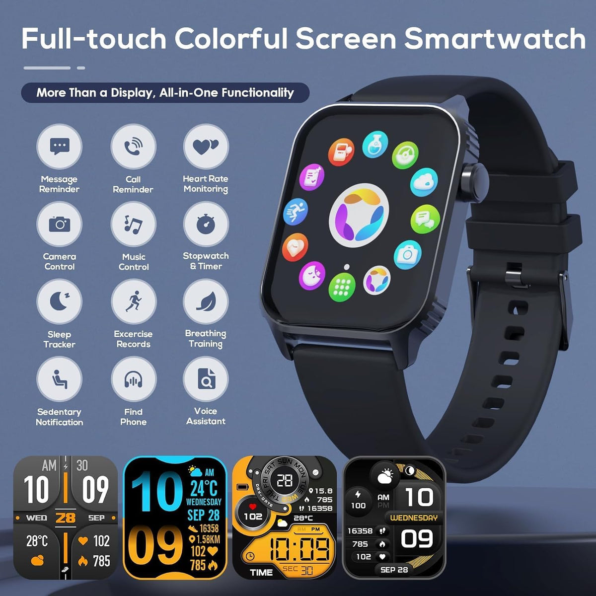 TRAUSI Smart Watch for Men, 120 Sports Modes Smartwatch with 1.83" HD Touchsreen, IP67 Waterproof, Sleep Monitor, Bluetooth Call & Music Control Fitness Watch for Android/iPhone (Black)