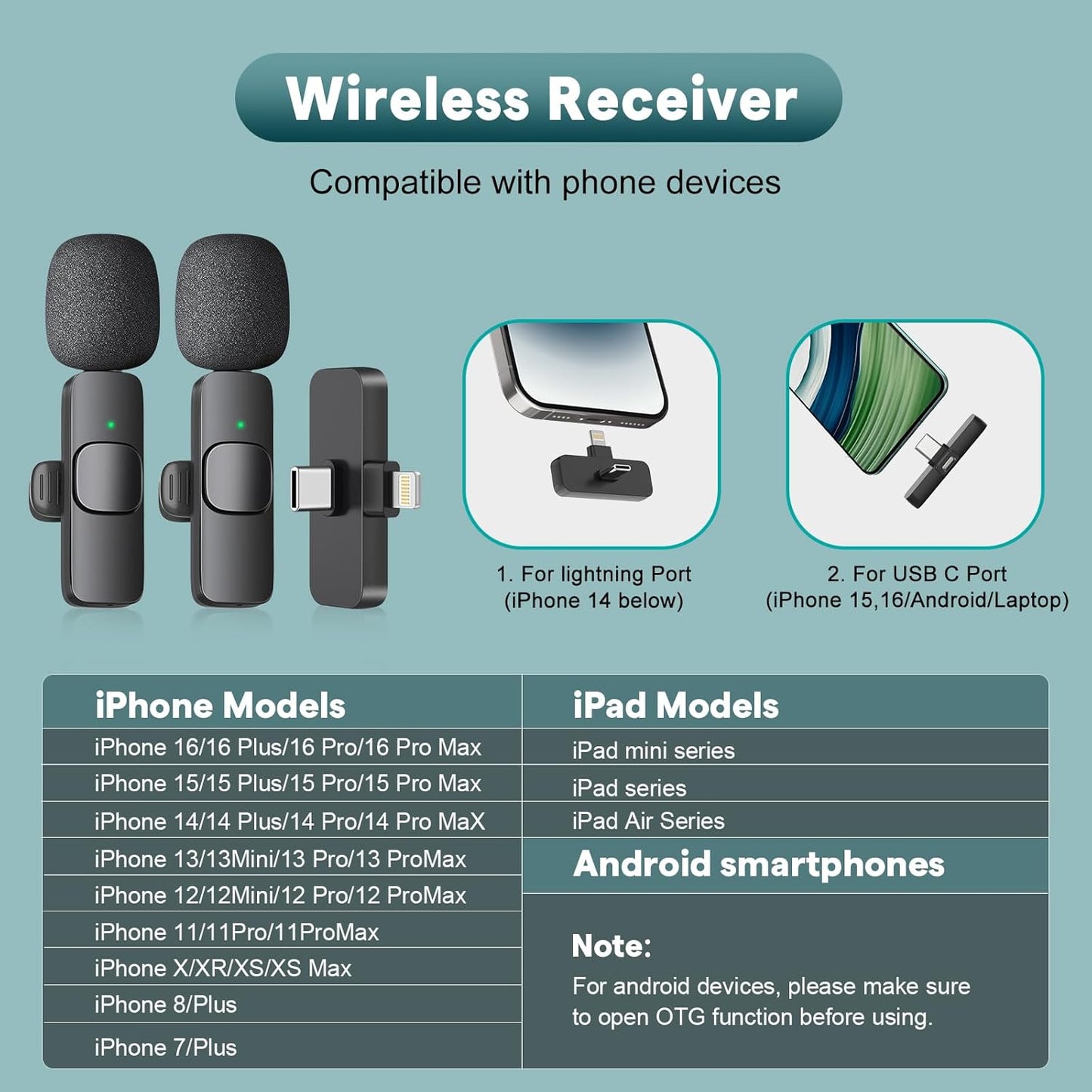 MAYBESTA Wireless Mini Microphone for iPhone, Android Phone - Bluetooth Lavalier Lapel Mic for Audio Video Recording - Clip on Content Creator Microphones for YouTube Tiktok Podcast Vlogging