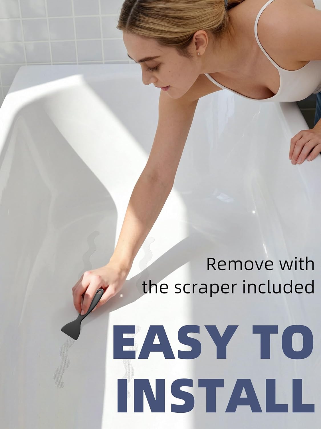 Anti Slip Shower Stickers, Adhesive Decals Safety Strips Scraper for Bath Tub, Shower, Stairs, 24 Pieces (Clear)