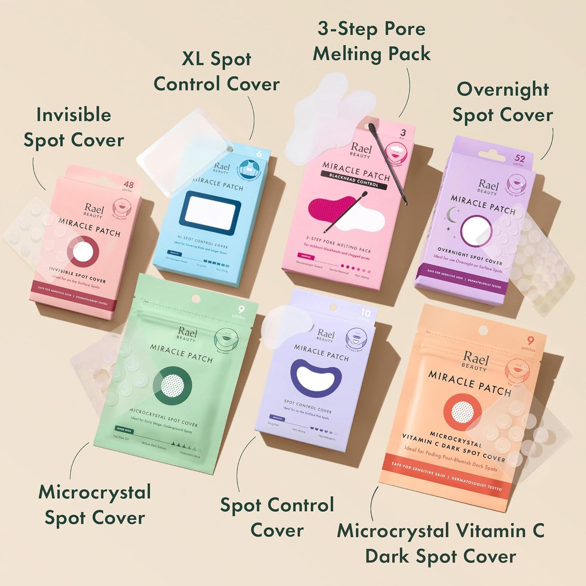 Rael Pimple Patches, Miracle Invisible Spot Cover - Hydrocolloid Acne Pimple Patch, Absorbs Zits & Blemish, Korean Skin Care, 2 Sizes (96 Count)