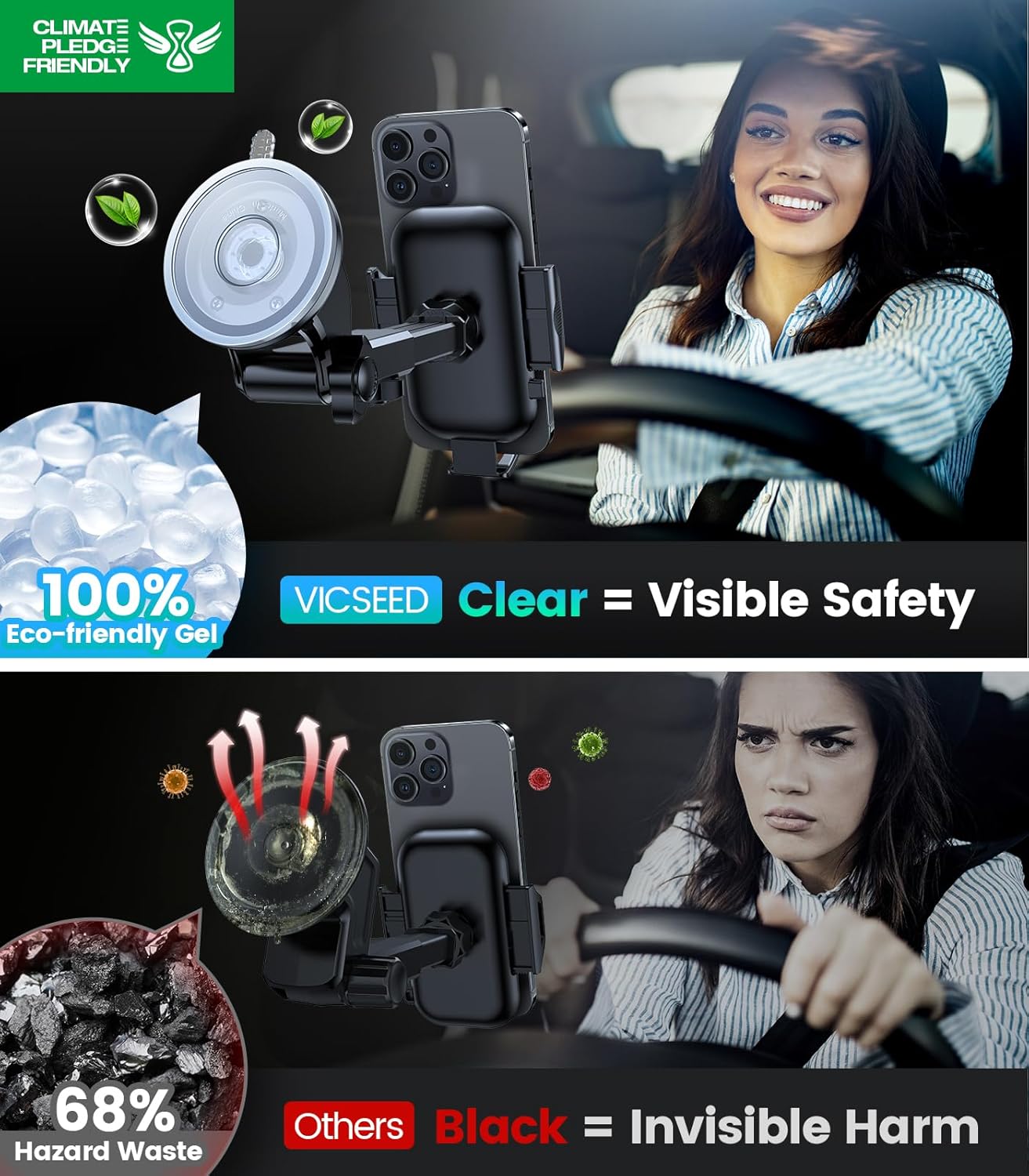 VICSEED [No.1 Powerful Suction] [Rally Racing-Grade Stability] Phone Holders for Your Car 2026 Upgraded Car Phone Holder Mount Truck Stand for Dashboard Windshield Vent for iPhone Samsung All Phones
