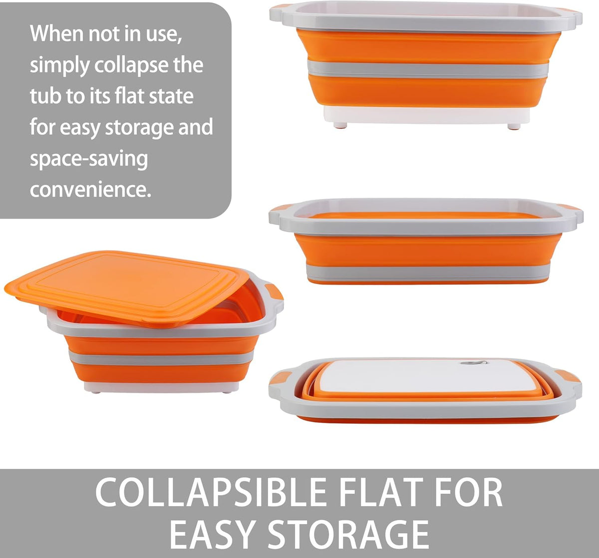 Tiawudi Large Collapsible BBQ Prep Tub with Lid(4.22 Gal/16L), Foldable Camping Sink with Colander, Cutting Board, Dish Basin for Kitchen, Bowl, Vegetable and Fruit, Storage Basket for Picnic