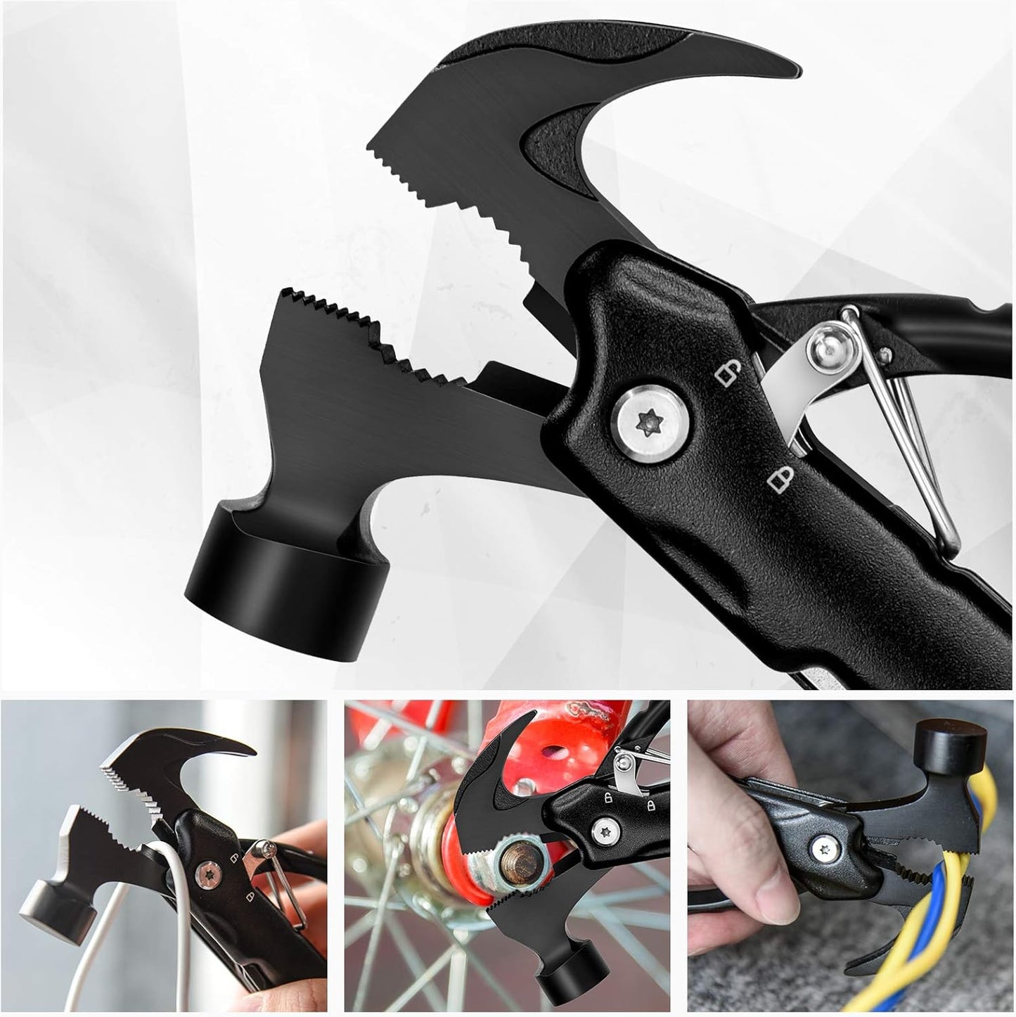 BIIB Stocking Stuffers for Men Adults, 12 in 1 Hammer Multitool Gifts for Men, White Elephant Gifts for Adults, Mens Gifts for Dad Him Husband, Gift for Mens Dad Him, Camping Essentials Gear
