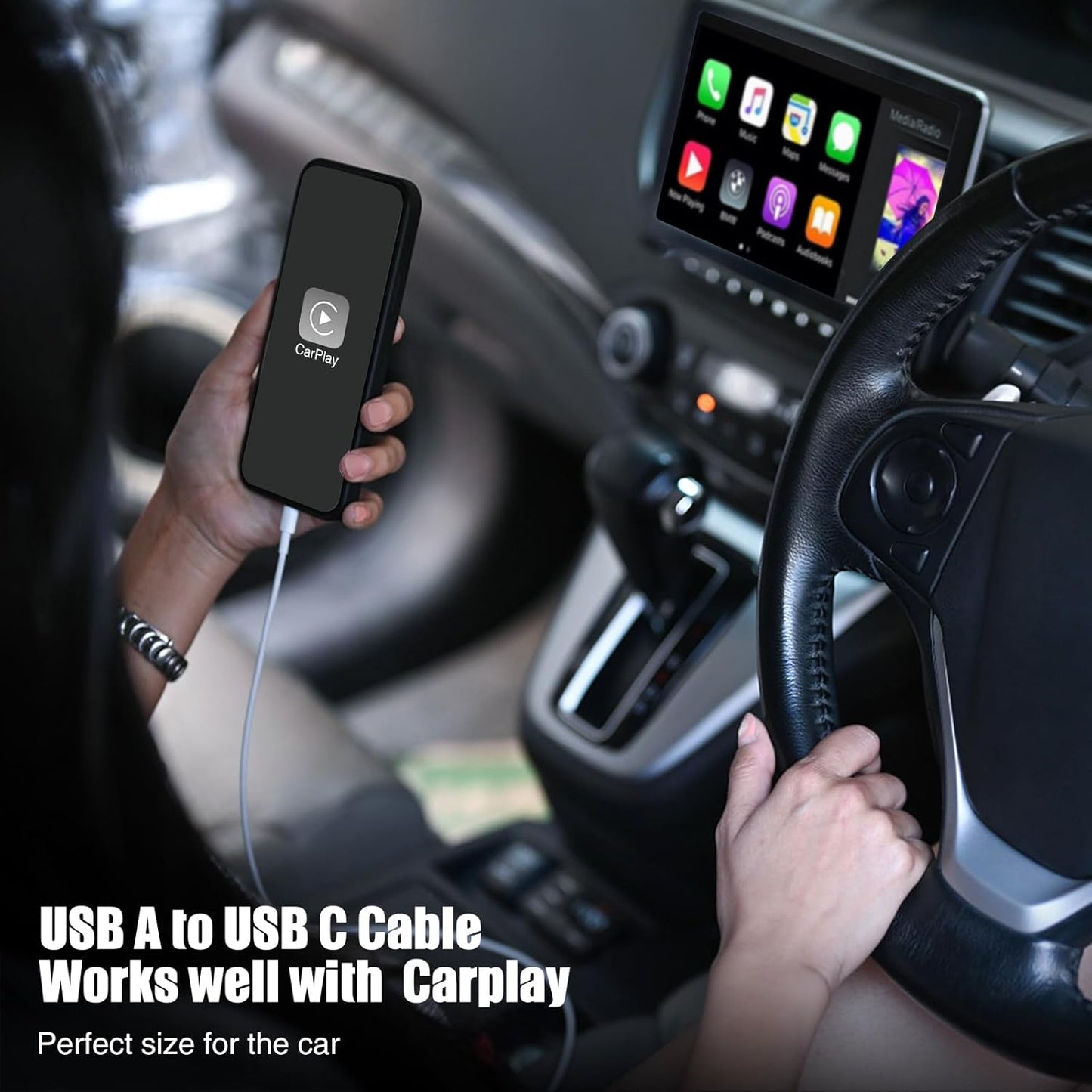 Car Carplay Cable for iPhone 17 16 15 Pro Plus Pro Max Air，3-Pack [3.3FT+3.3FT+6FT] USB A to USB C Cable for iPhone 17 16 15，for iPad Pro/Air/Mini，for Galaxy S25 S24，for MacBook Pro/Air and More