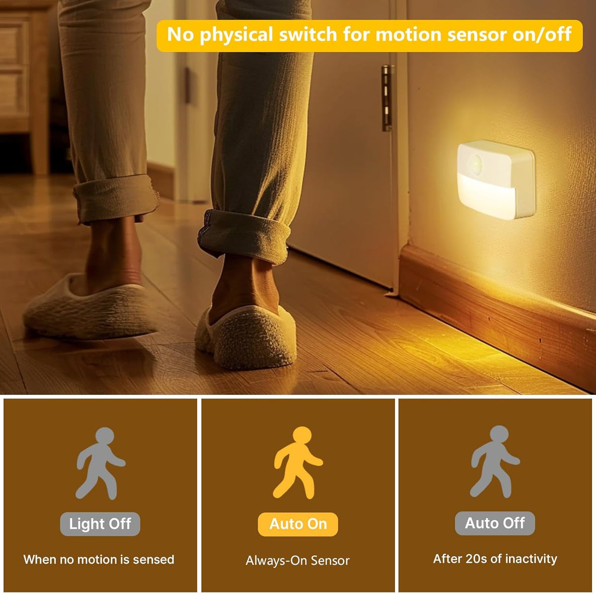 8 Pack Motion Sensor Stair Light for Indoor, Battery Operated Closet Lights, Wireless Stick on Anywhere Hallway Lamp, Portable Led Night Lamps for Bedroom Under Cabinet Kitchen