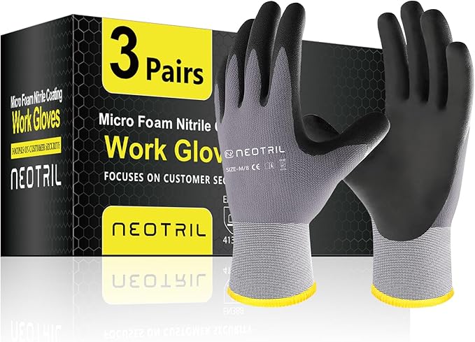 Safety Work Gloves MicroFoam Nitrile Coated-3/6/12/36 Pairs,Breathable Nylon Working Gloves for Men Women