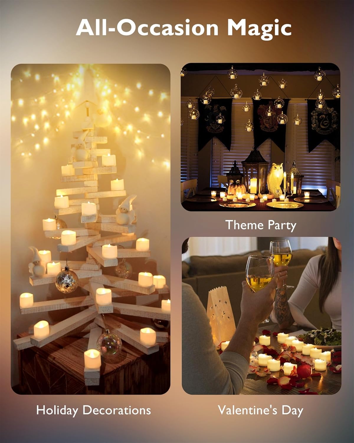 Homemory 12Pcs Flickering Flameless Candle Battery Operated, 200+Hours Fake Electric LED Tea Lights for Votive, Centerpiece Table Decorations, Wedding, Aniversary, Halloween,