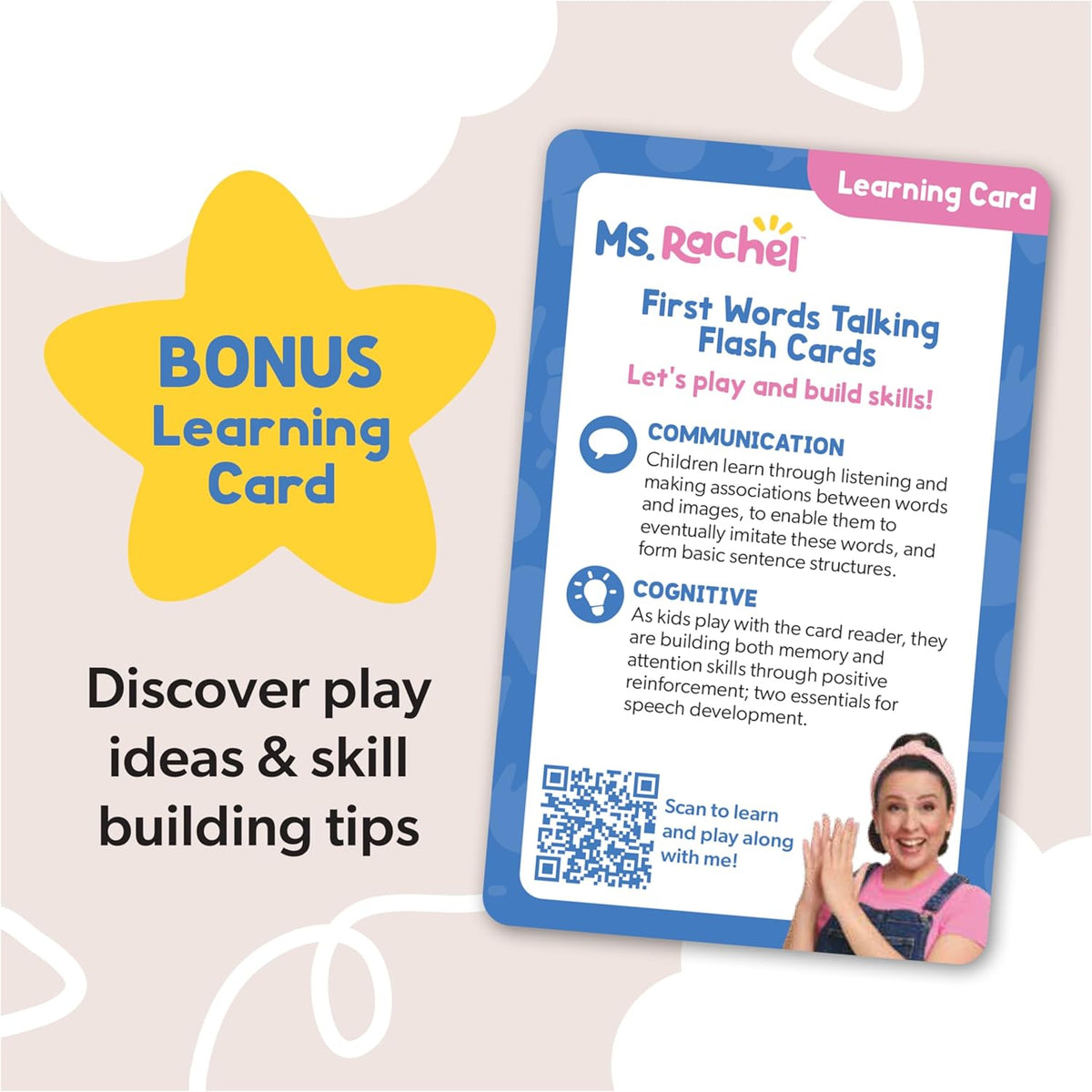 Ms. Rachel Official First Words Talking Flash Cards with Electronic Reader, 100 Words, Educational Toys & Toddler Toys for Girls & Boys Ages 1-2+