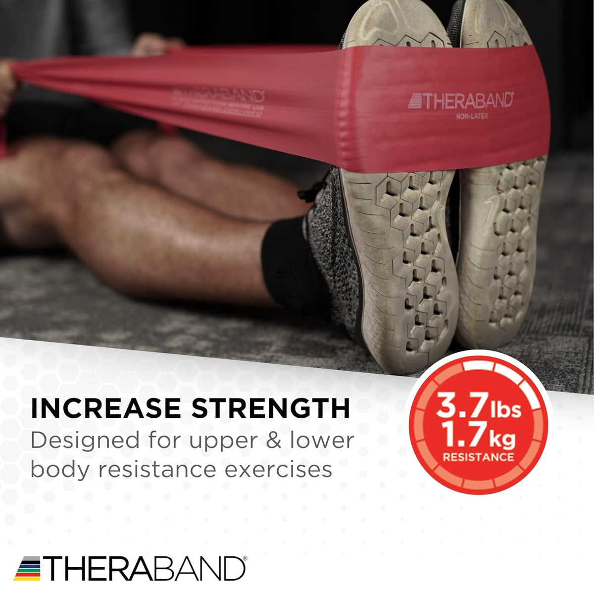 TheraBand Resistance Bands Set, Professional Non-Latex Elastic Band For Upper & Lower Body Exercise, Strength Training without Weights, Physical Therapy, Pilates, Rehab, Yellow & Red & Green, Beginner