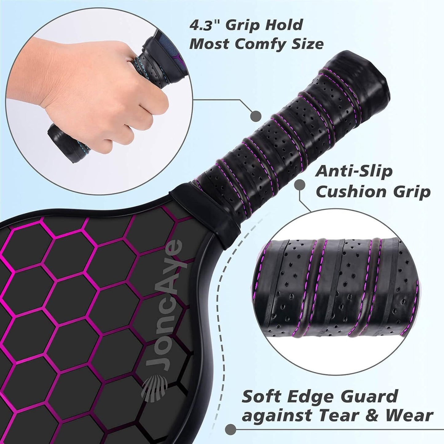 Pickleball-Paddles-Set of 4 or 2 Rackets by JoncAye, USAPA Approved Pickle-Ball Equipment with Balls, Bag, Accessories, Fiberglass Graphite Pickleball Racquet Set for Men, Women