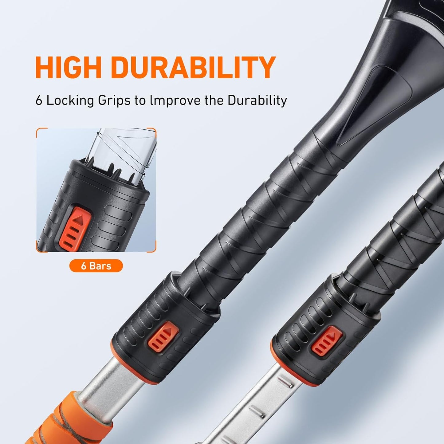 AstroAI 47.2" Ice Scrapers for Car Windshieldand Extendable Snow Brush with Foam Grip and 360° Pivoting Brush Head for Car Auto Truck SUV(Orange)