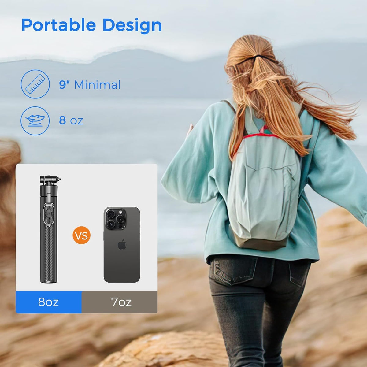 50” Selfie Stick Tripod for iPhone – Extendable Travel Phone Stand with Remote Control (Black)