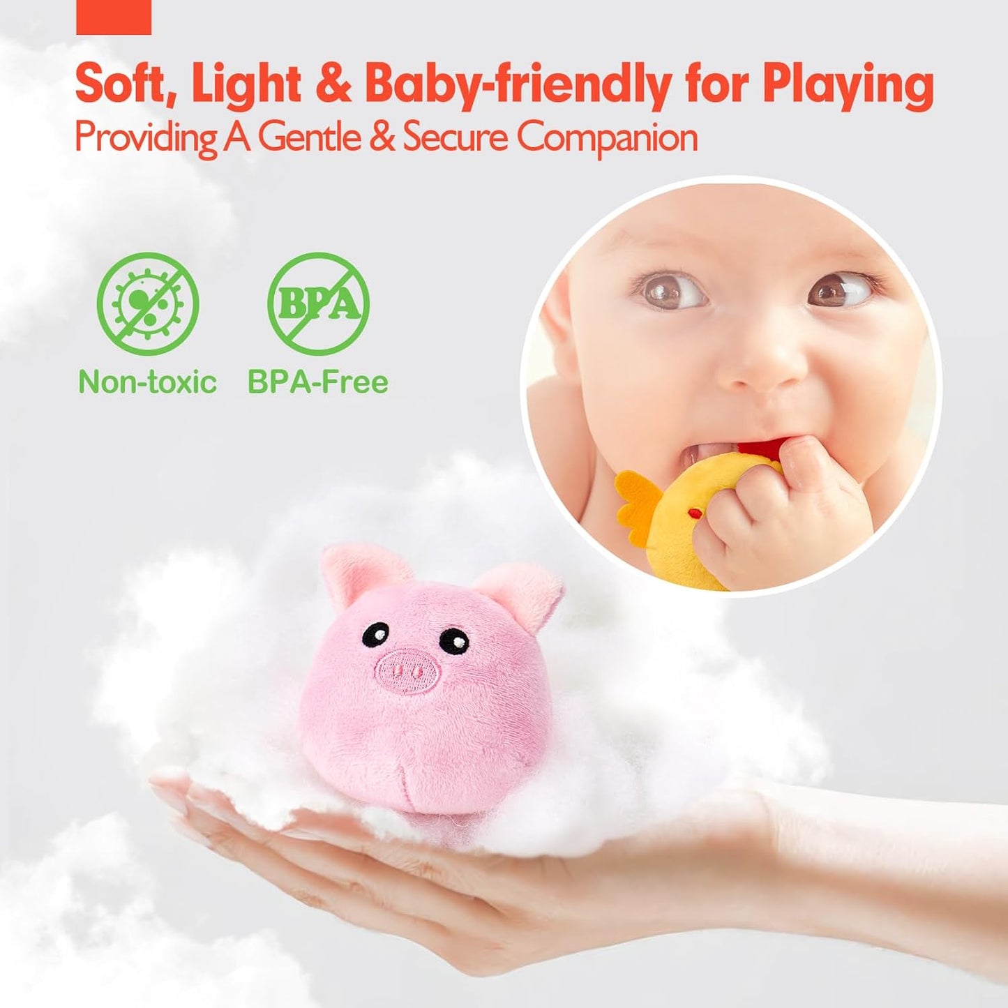 hahaland Baby Toys 6-12 Months - Surprise Barn Stuffed Farm Animals, Rattle, Crinkle, Mirror, Montessori Toys for 6 Month Old Sensory Balls 1-3 Plush Baby Valentines Day Gifts Easter Basket Stuffers