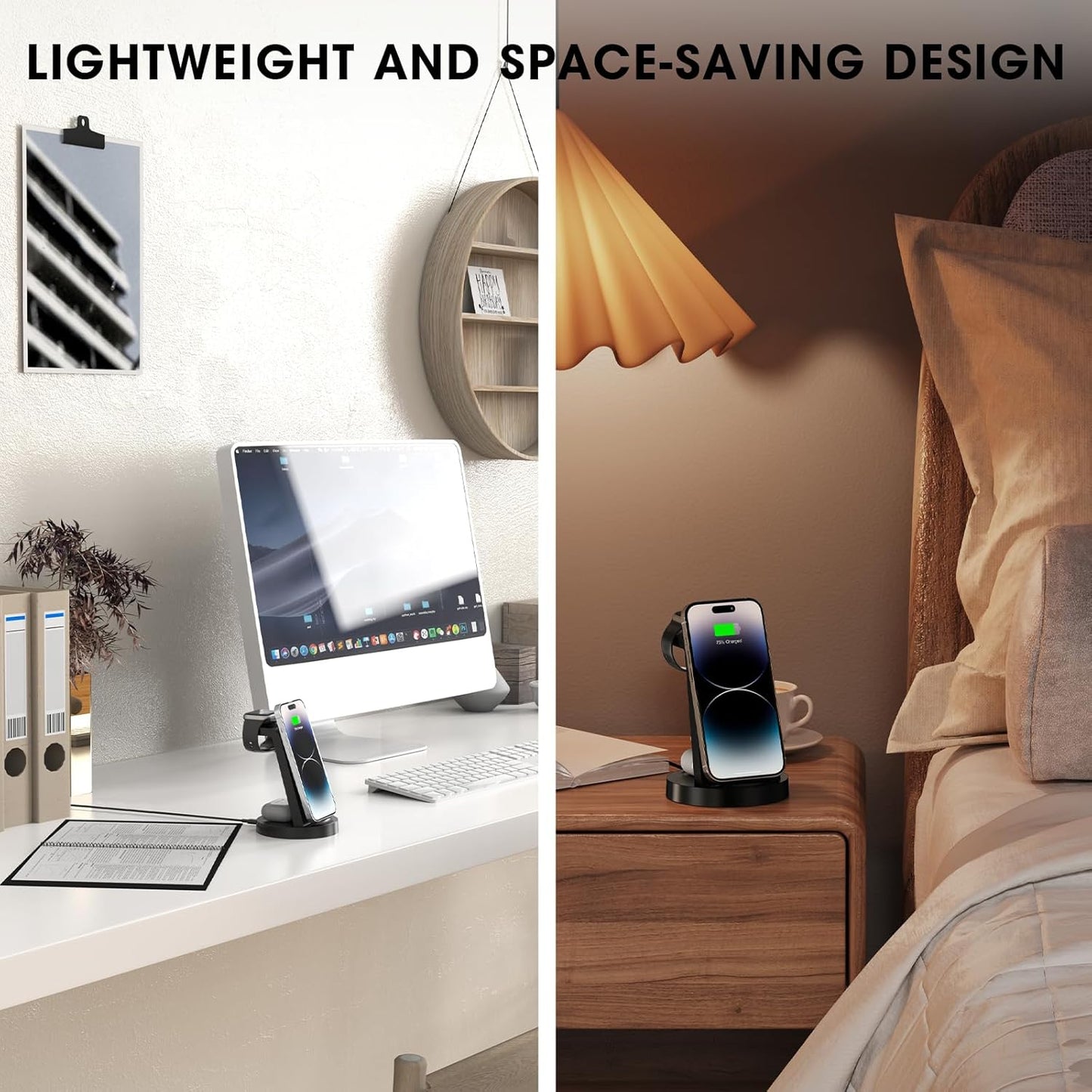 3 in 1 Charging Station for iPhone, Wireless Charger for iPhone 17 16e 16 15 14 13 12 11 X Pro Max & Apple Watch - Wireless Charging Station for AirPods 4 3 Pro