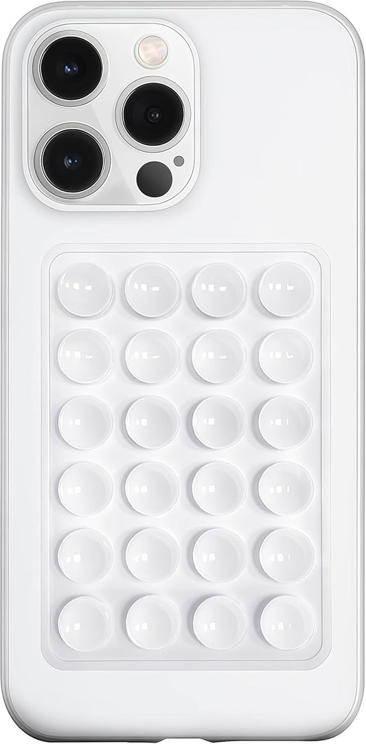 LvShuLiangPin Anteel Silicone Suction Phone Case Mount, Silicon Adhesive Phone Accessory for Smartphones, Hands-Free Mirror Shower Phone Holder for Selfies, Tiktok Videos (White)