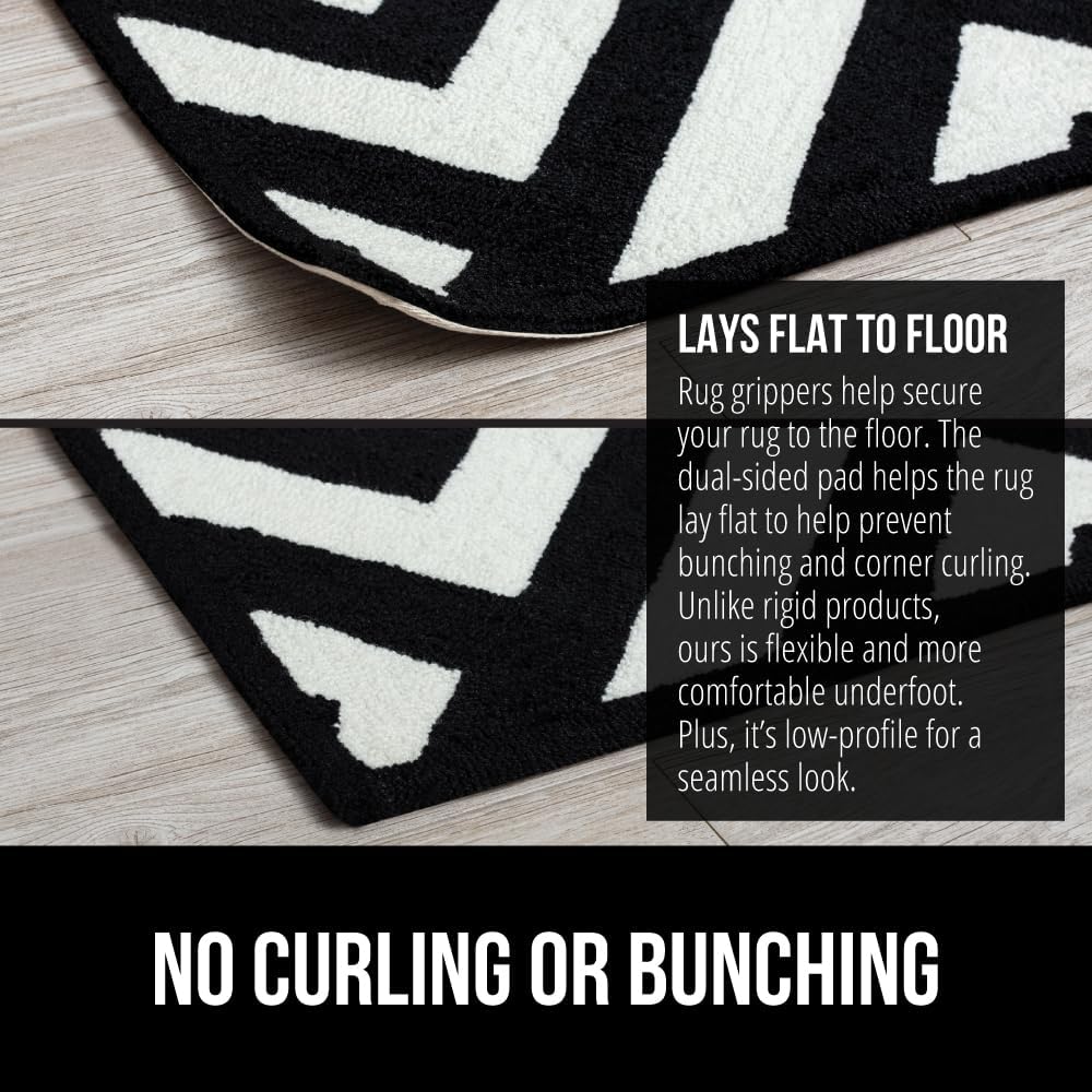 GORILLA GRIP Rug Gripper Pads Keep Area Rugs Corners from Curling, No Damage Reusable Double-Sided Stickers, Holds Down Carpet in Place on Hardwood Floors, Grips Tile Floor, Holiday Home Decor 8 Pcs