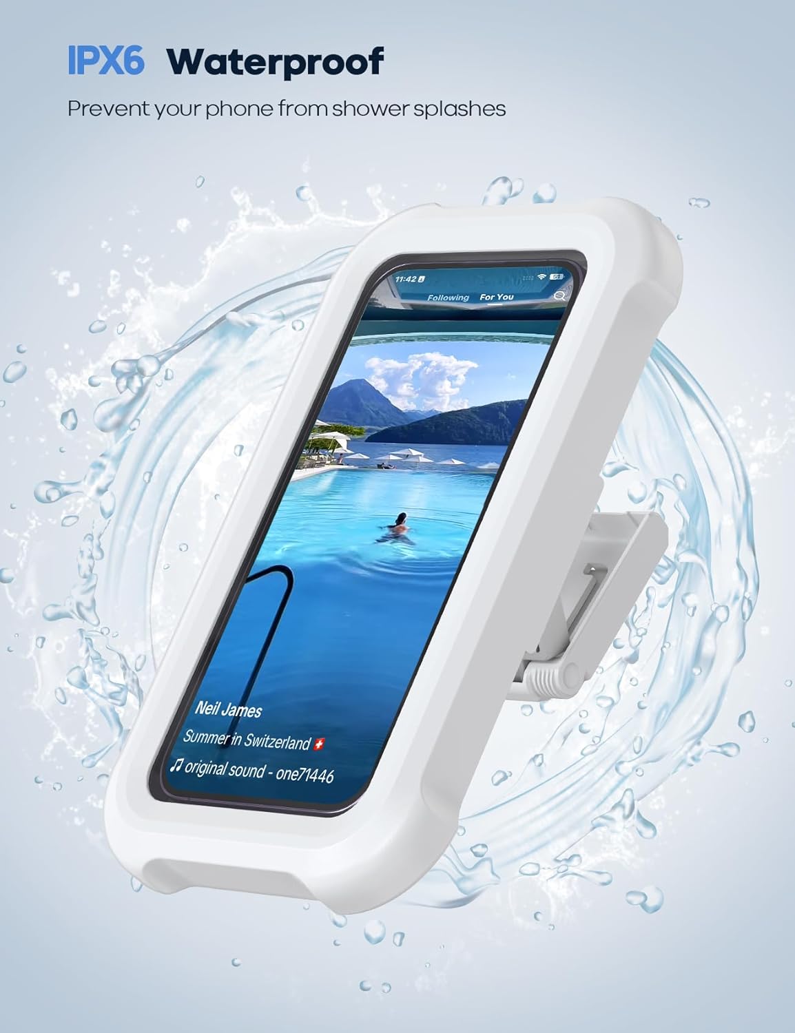 Lamicall Shower Phone Holder Waterproof - 480° Rotatable Retractable Adjustable Shower iPhone Case Holder, Bathroom Wall Phone Mount Stand Water Proof Anti Fog, Gift Accessories for 4-7" Cellphones