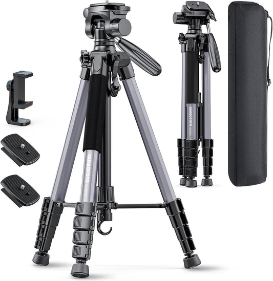 CAMBOFOTO 74″ Aluminum Camera Tripod – Heavy‐Duty Professional Tripod Stand for DSLR & Mirrorless Cameras, Smartphones & GoPro – Lightweight Travel Tripod with 360° Pan Head & Phone Mount