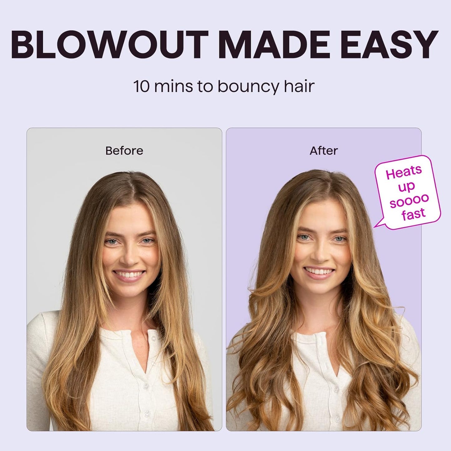 Wavytalk Blowout Boost Thermal Brush, 1.5 inch Heated Round Brush for Blowout Look, Negative Ion Technology, Ceramic Tourmaline, 5 Temperature Settings, Dual Voltage, White
