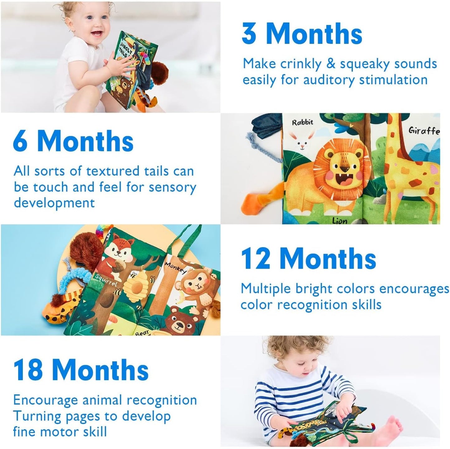 hahaland Baby Books 0-6 Months,Infant Tummy Time Toy Sensory Toys 6 to 12 Months Touch Feel Book Travel Toy Gifts for Boy Girl 0-3 Month Baby Shower Valentine Birthday Easter Basket Stuffers (Single)