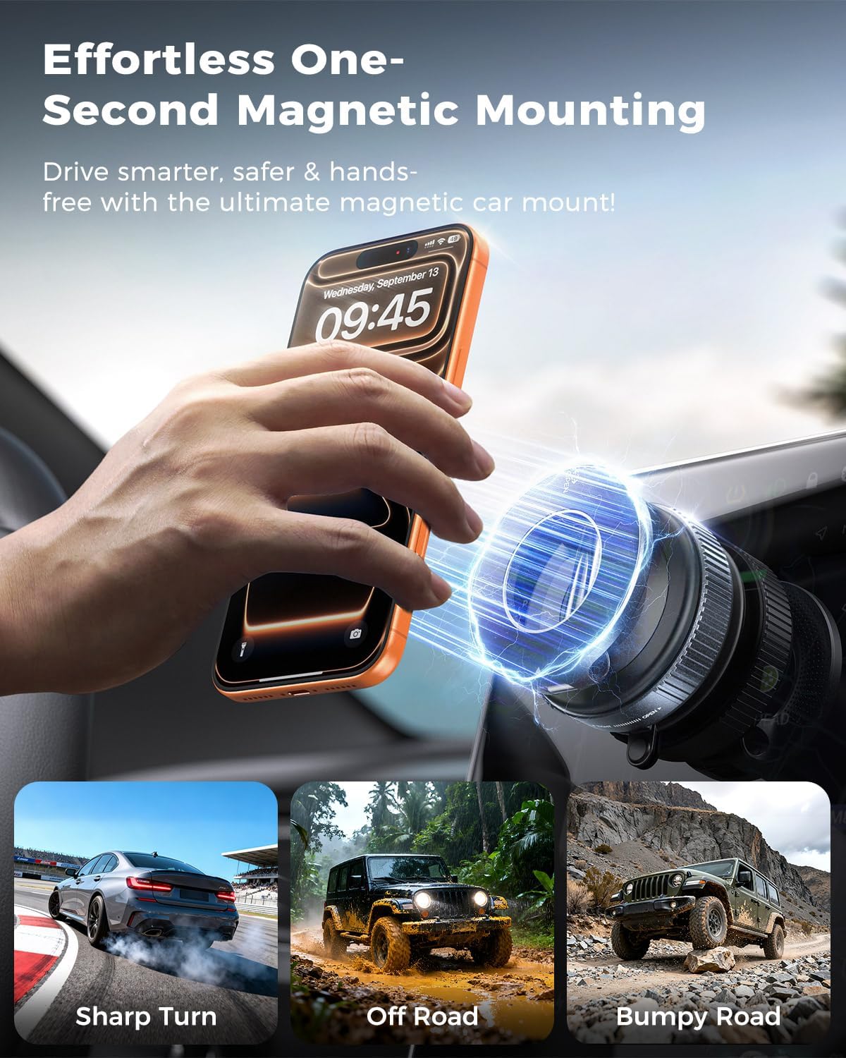 MRGLAS 2026 Upgraded Phone Holders for Your Car, Magsafe Car Mount Ultra Magnetic, 360° Adjustable Vacuum Suction Car Phone Mount, Car Truck Accessories for Men Women for iPhone 17 Pro Max Car Dash