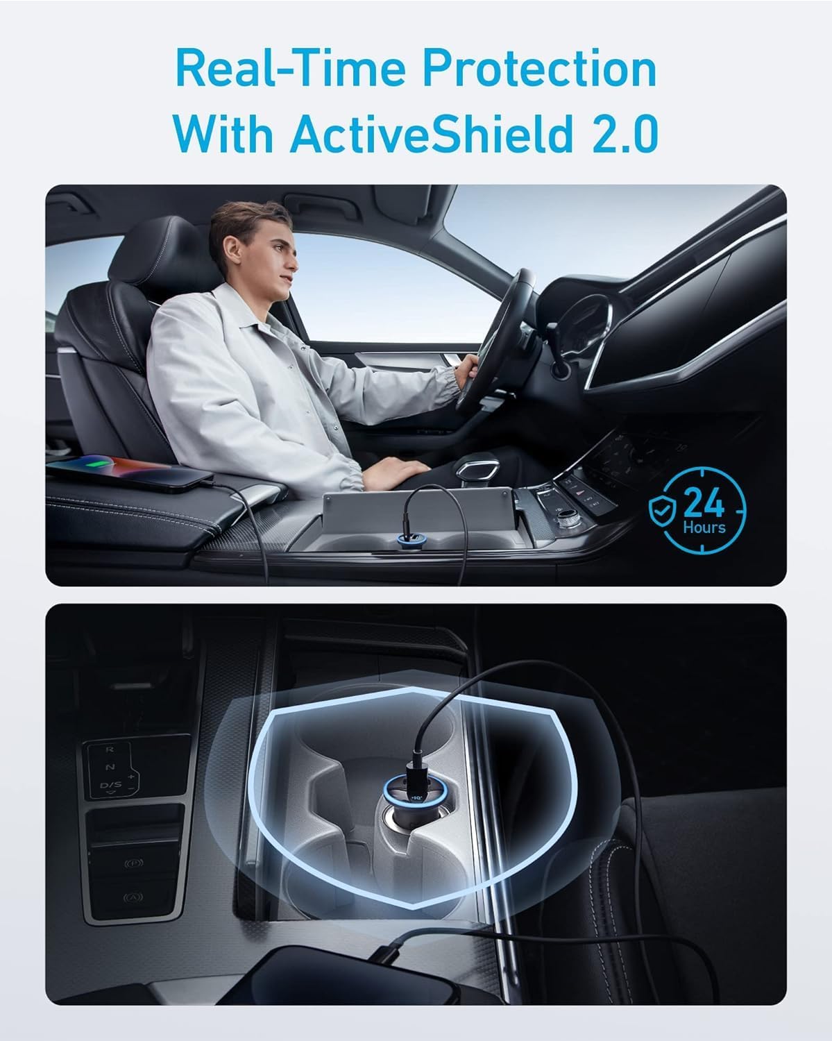 Anker 323 USB-C Car Charger Adapter, 52.5W Cigarette Lighter Charger with 30W PowerIQ 3.0 Fast Charging for iPhone 17/16/15/14/13/12 Series, Galaxy S25/24, Pixel