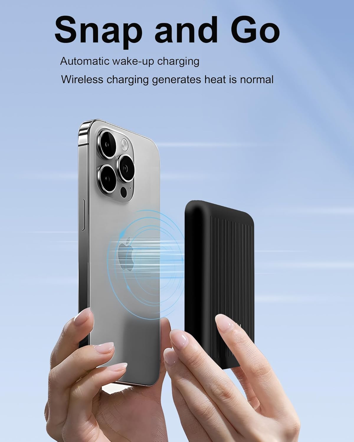 Miady Mini MagSafe-Compatible Portable Charger, 5000mAh 5W Compact Magnetic Power Bank for iPhone 16/15/14/13/12, 12W USB-C Charging Battery Pack
