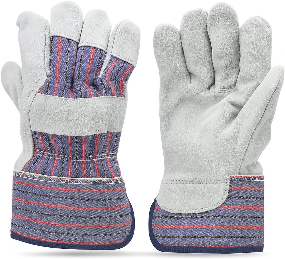 G & F Products unisex adult Safety Cuff Regular Grade work gloves, Grey, Large Pack of 5 US