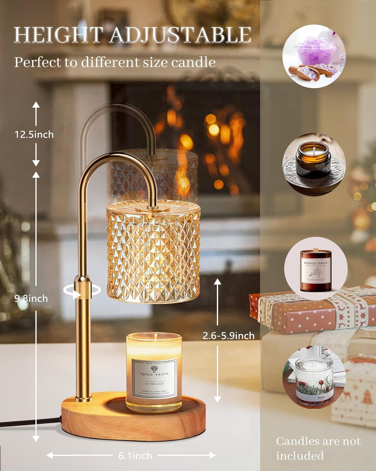 Candle Warmer Lamp with Timer Dimmer Adjustable Height for New Home Decor, Birthday Gifts for Women,Candle Warmer for Women Mom Mother's Day Gfit