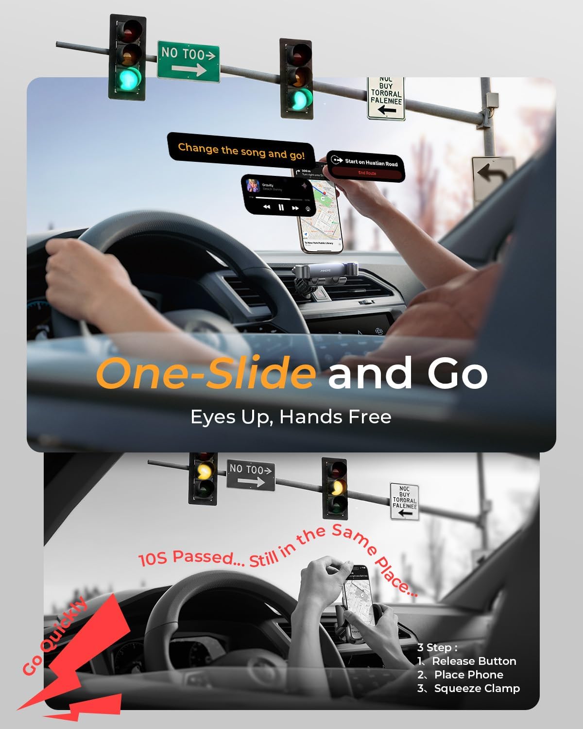 AINOPE Car Vent Phone Mount Holder for iPhone 17 Pro Max Car Mount [Drop-in Grip] Phone Holders for Your Car Car Interior Accessories Gifts for Men for iPhone Air 17 Pro Max 16 15 Samsung S25
